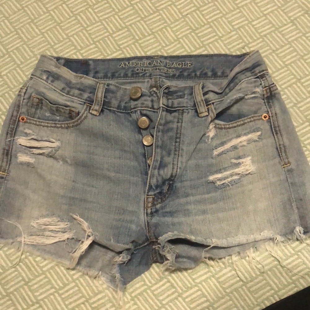 Ripped jean shorts